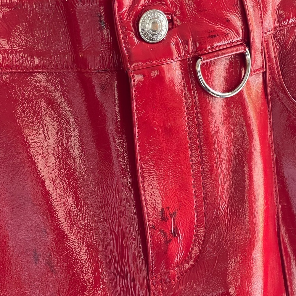 Zadig & Voltaire NWT Red Peko Vinyle 100% Lamb Leather Pant FR 36 CALL OUT - Picture 3 of 16
